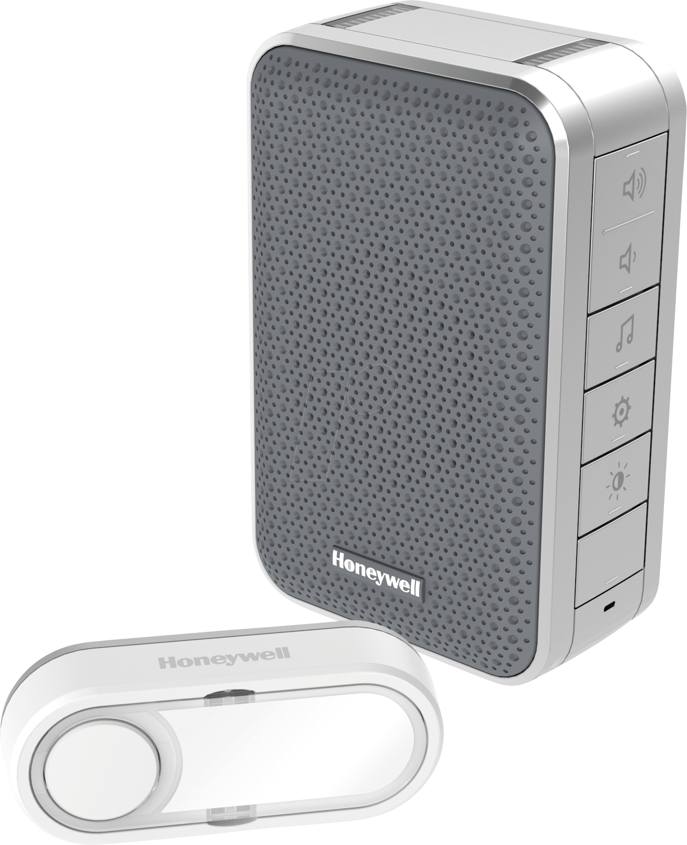 HONEY DC313SG - Funk-Gong mit LED-Blitzlicht und Klingeltaster, silber/grau