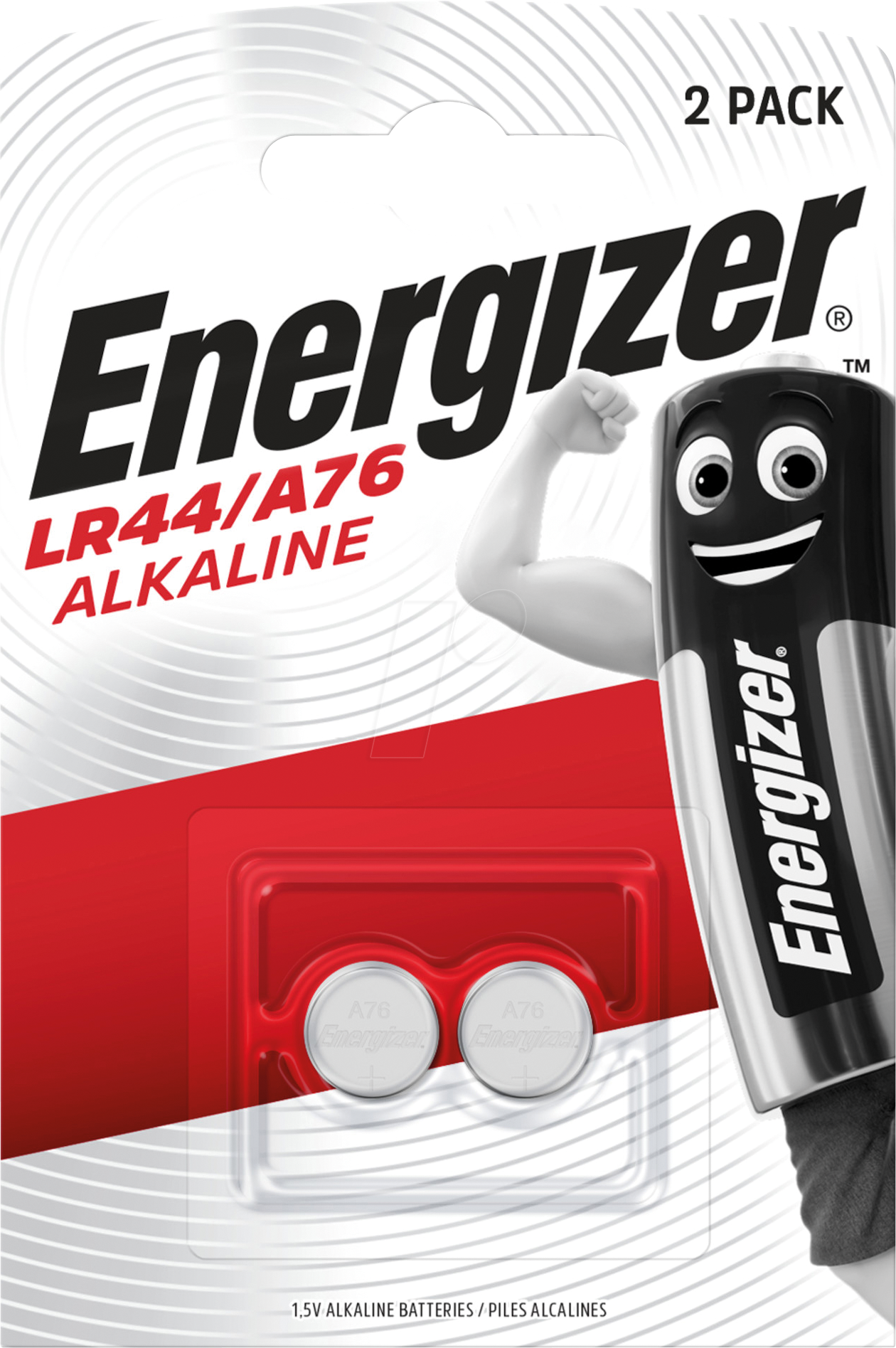 EN 2XLR44/A76 - Alkaline Knopfzelle, 175 mAh, LR44/A76, 2er-Pack