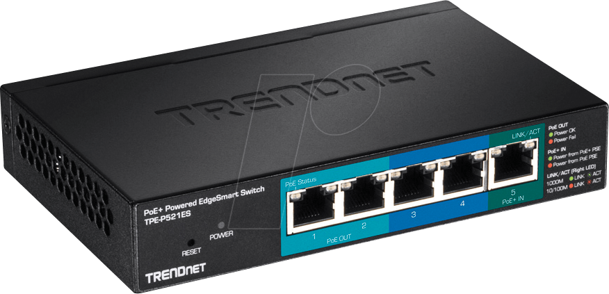 Thumbnail - TRN TPE-P521ES - Switch, 5-Port, Gigabit Ethernet, PoE+
