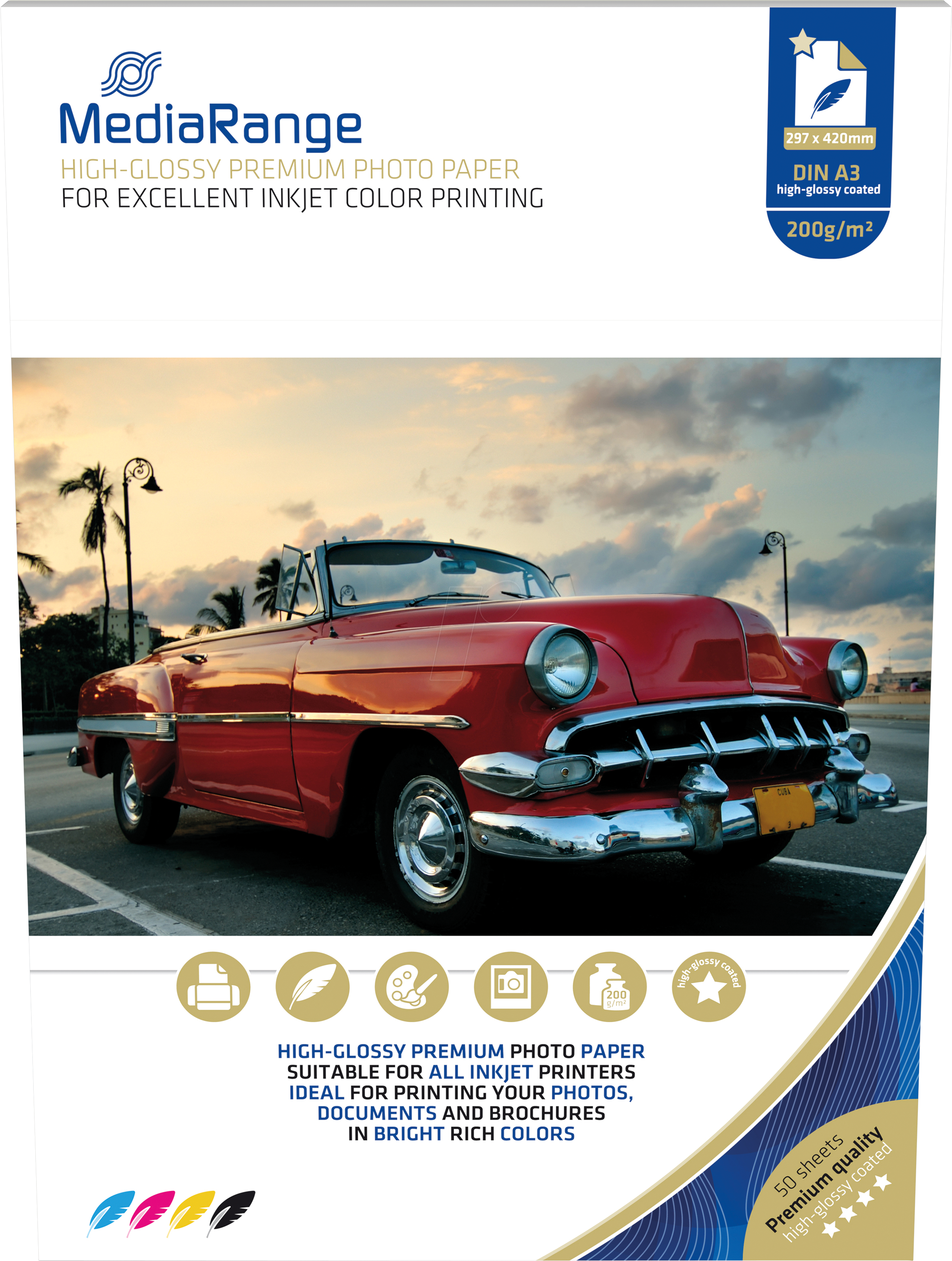 MR INK109 - DIN A3, Inkjet, Fotopapier, glänzend, 200 g/m², 50 Blatt