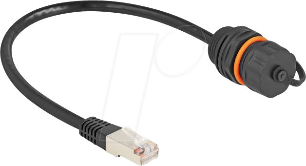 Thumbnail - DELOCK 88146 - RJ45 Einbauadapter, Stecker / Buchse, Cat.6a, 25 cm, schwarz