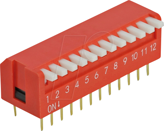 DELOCK 66408 - DIP-Kippschalter Piano 12-stellig 2,54 mm RM THT rot 2 Stk.