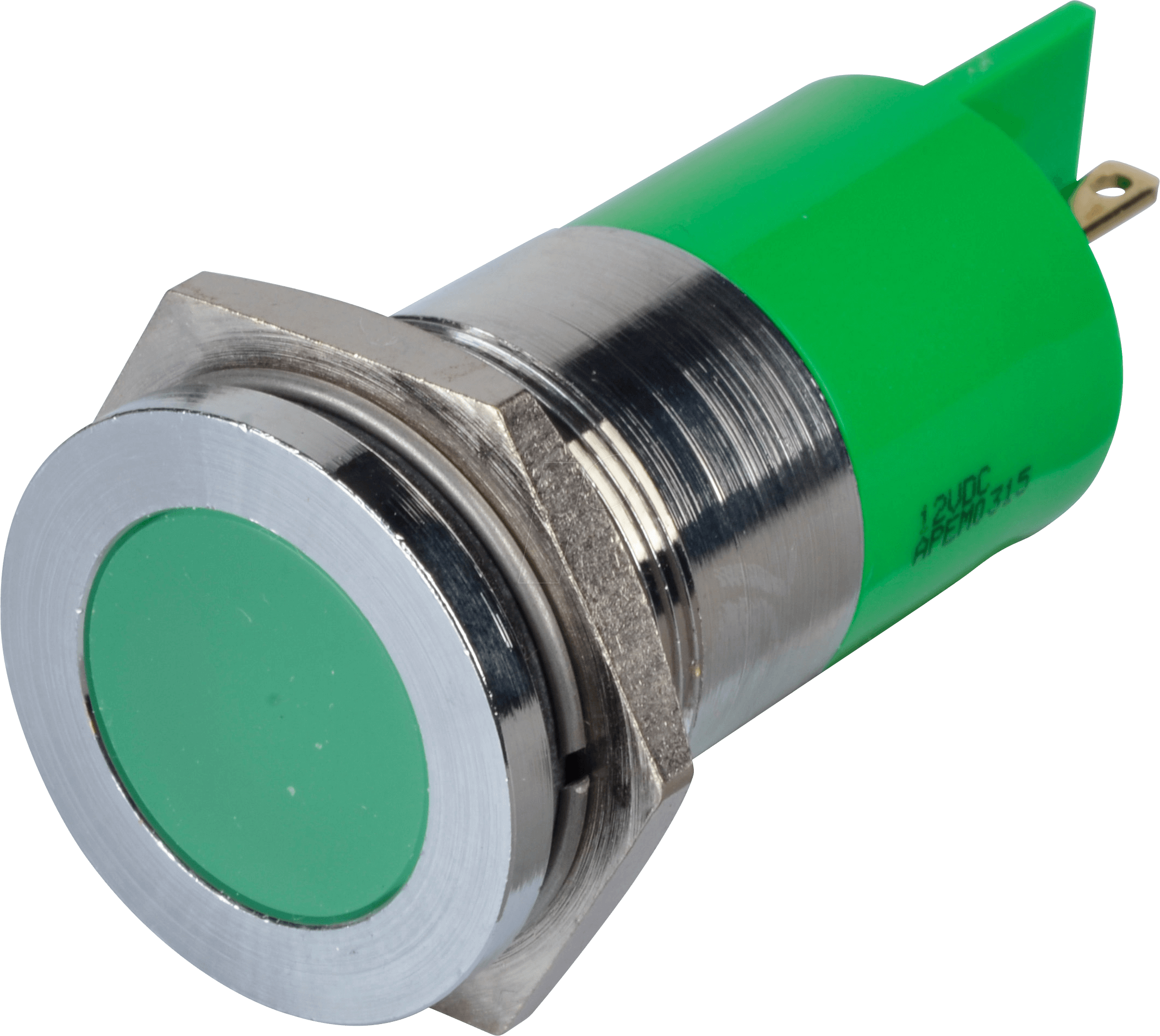 APM Q22F1C G12E - LED-Signalleuchte, grün, 12 V, Ø 22 mm, bündig, FASTON