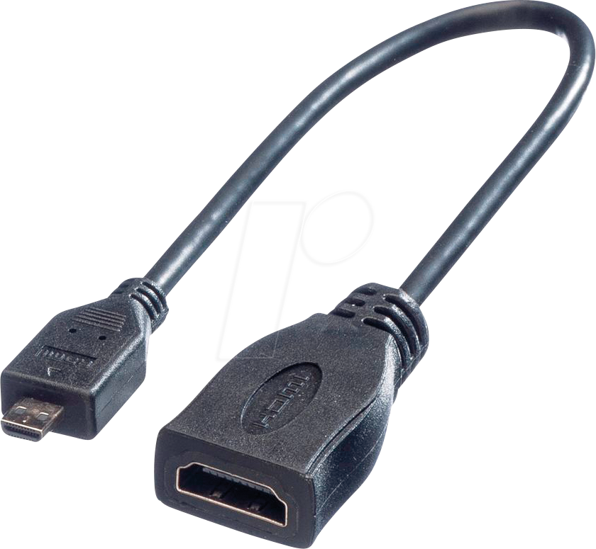 Thumbnail - ROLINE 11045584 - HDMI-A Buchse > HDMI Micro-D Stecker, mit Ethernet, 0,15 m