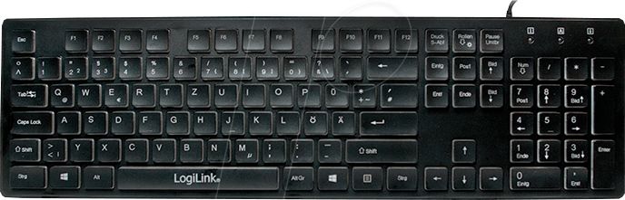 LOGILINK ID0138 - Tastatur, USB, beleuchtet, schwarz