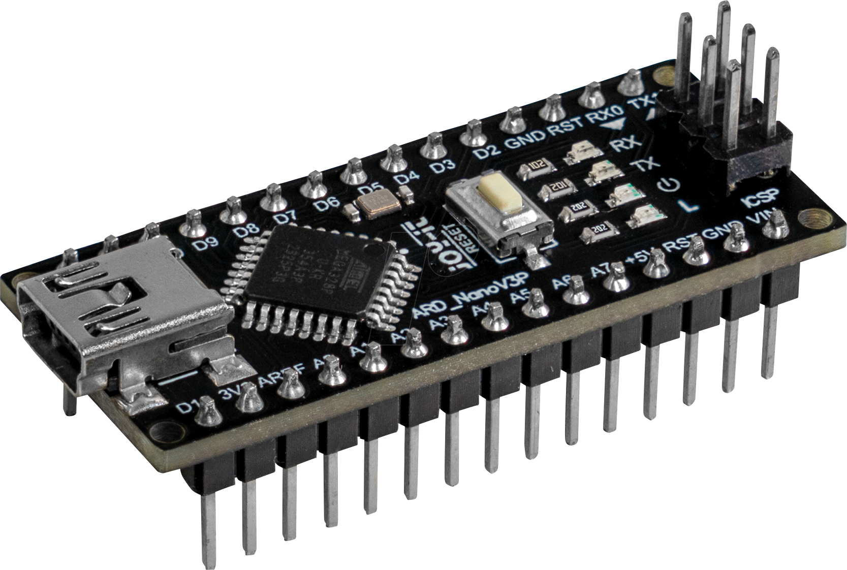 Thumbnail - ARD NANO V3P - Arduino kompatibles Nano Board, ATmega328P, Mini-USB