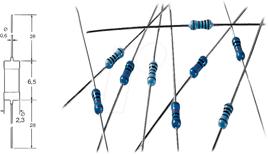 METALL 383 - Widerstand, Metallschicht, 383 Ohm, 0207, 0,6 W, 1%