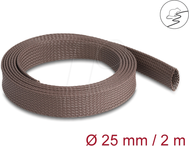 DELOCK 20901 - Geflechtschlauch nagerfest dehnbar 2 m x 25 mm braun