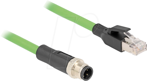 DELOCK 80426 - M12 Kabel, D-kodiert, 4 Pin Stecker / RJ45 Stecker, 1 m