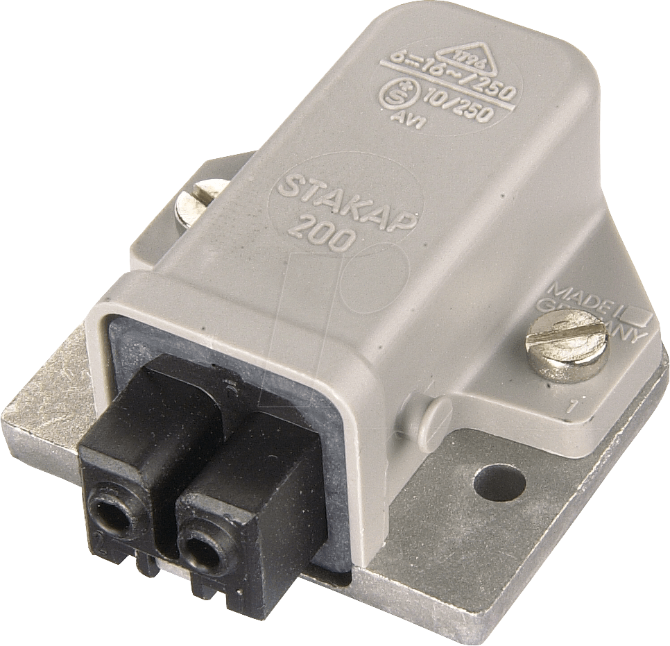 STAKAP 200 - Anbaudose ST-Serie, 2 polig, mit ebener Grundplatte