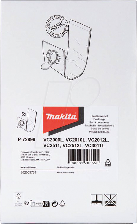 MAKITA P-72899 - Staubsaugerbeutel 5 Stück Makita P-72899