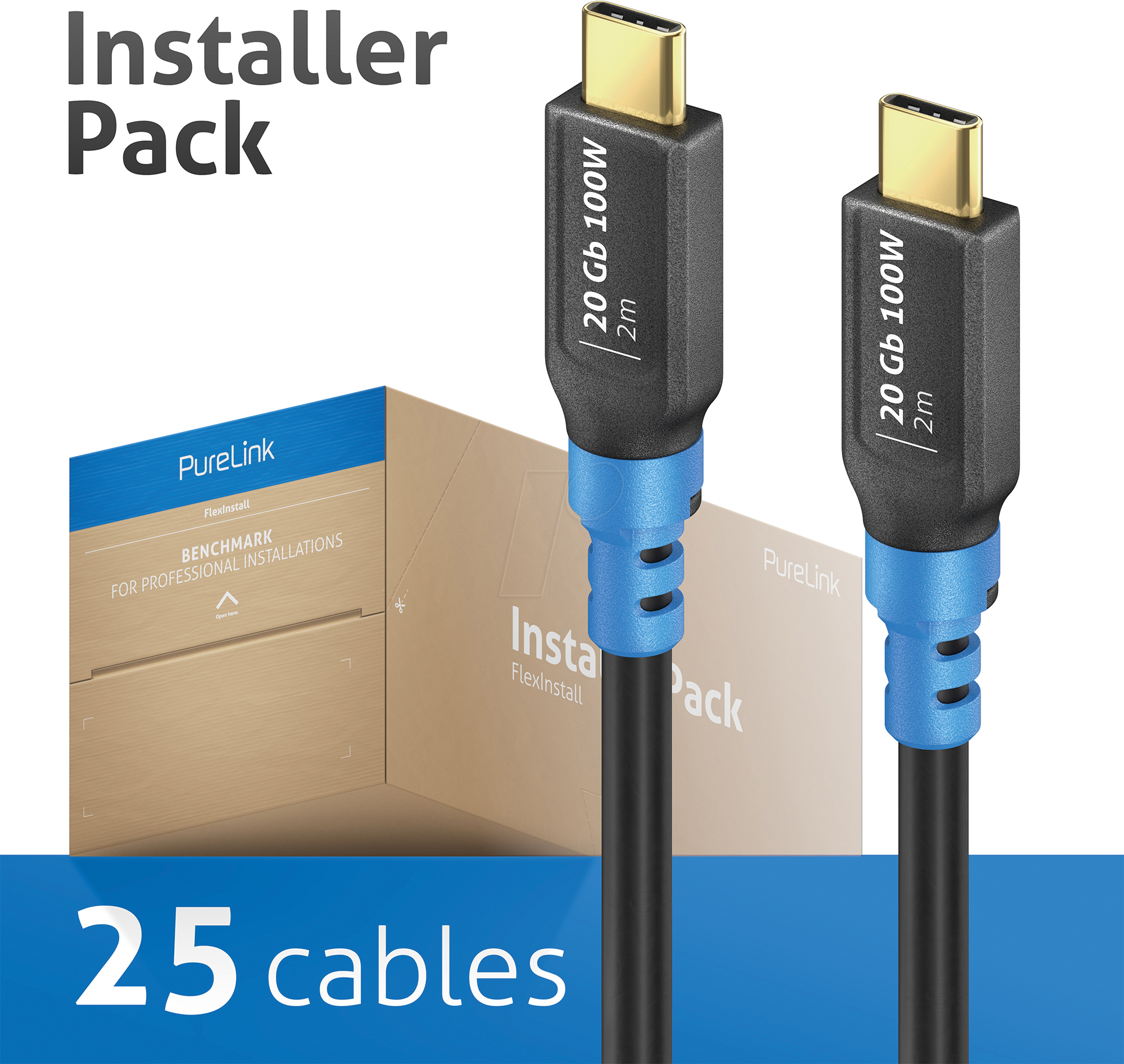 Thumbnail - FI-U400-020-PCK - USB 20 Gb/s-Kabel, C Stecker, 2,0 m, 25er Pack