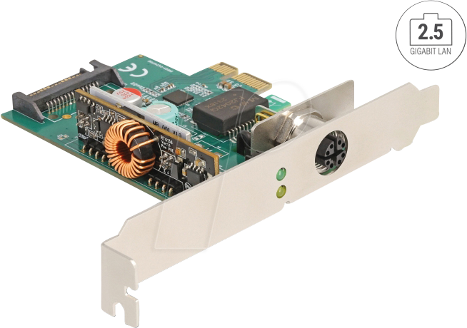 DELOCK 90760 - Netzwerkkarte, PCIe, 2,5 Gigabit Ethernet, 1 x M12, PoE+