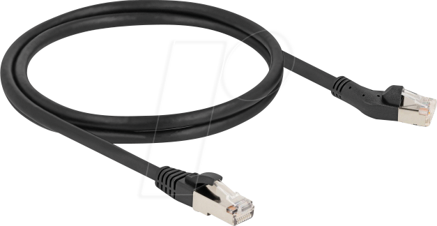 DELOCK 80752 - Patchkabel Cat.8.1 S/FTP, 45° links / gerade, 1 m, schwarz
