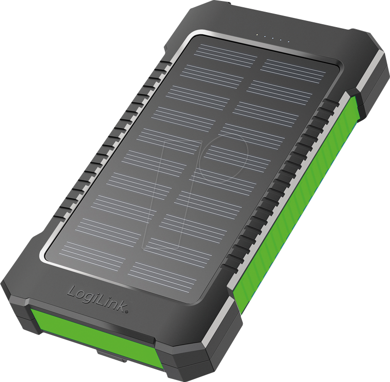 LOGILINK PA0303 - Powerbank, LiPo, 8000 mAh, 2x USB-A, Solar, schwarz/grün