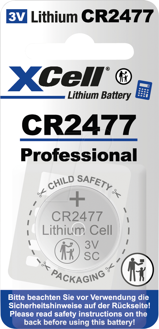 XCELL CR2477 - Lithium-Knopfzelle CR2477, 1er Blister