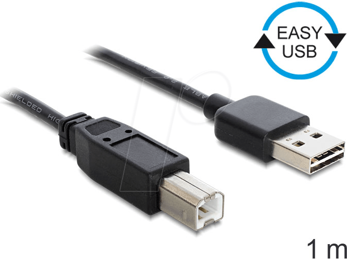 DELOCK 83358 - USB 2.0 Kabel, EASY A Stecker auf B Stecker, 1 m