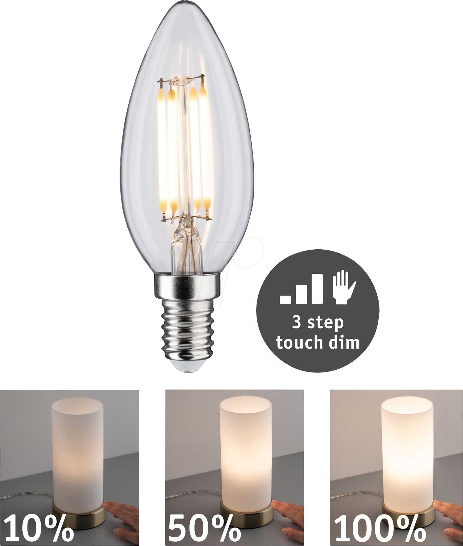 PLM 28738 - LED-Filamentlampe E14, 5 W, 432 lm, 2700 K, dimmbar