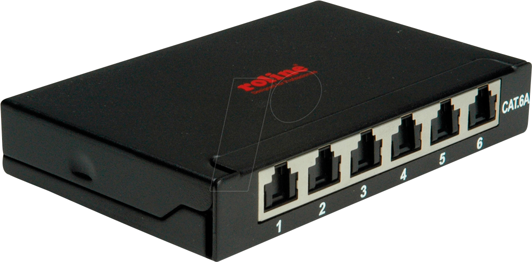 ROLINE 26110299 - Mini-Patchpanel, Cat.6a, 6x RJ45, 0,5HE, geschirmt, schwarz