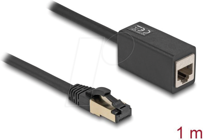 DELOCK 87105 - Patchkabelverlängerung, Cat.8.1, S/FTP, schwarz, 1 m