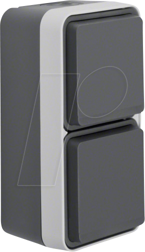 BERKER 47703525 - Steckdose 2fach senkrecht mit Klappdeckel AP, W.1, grau