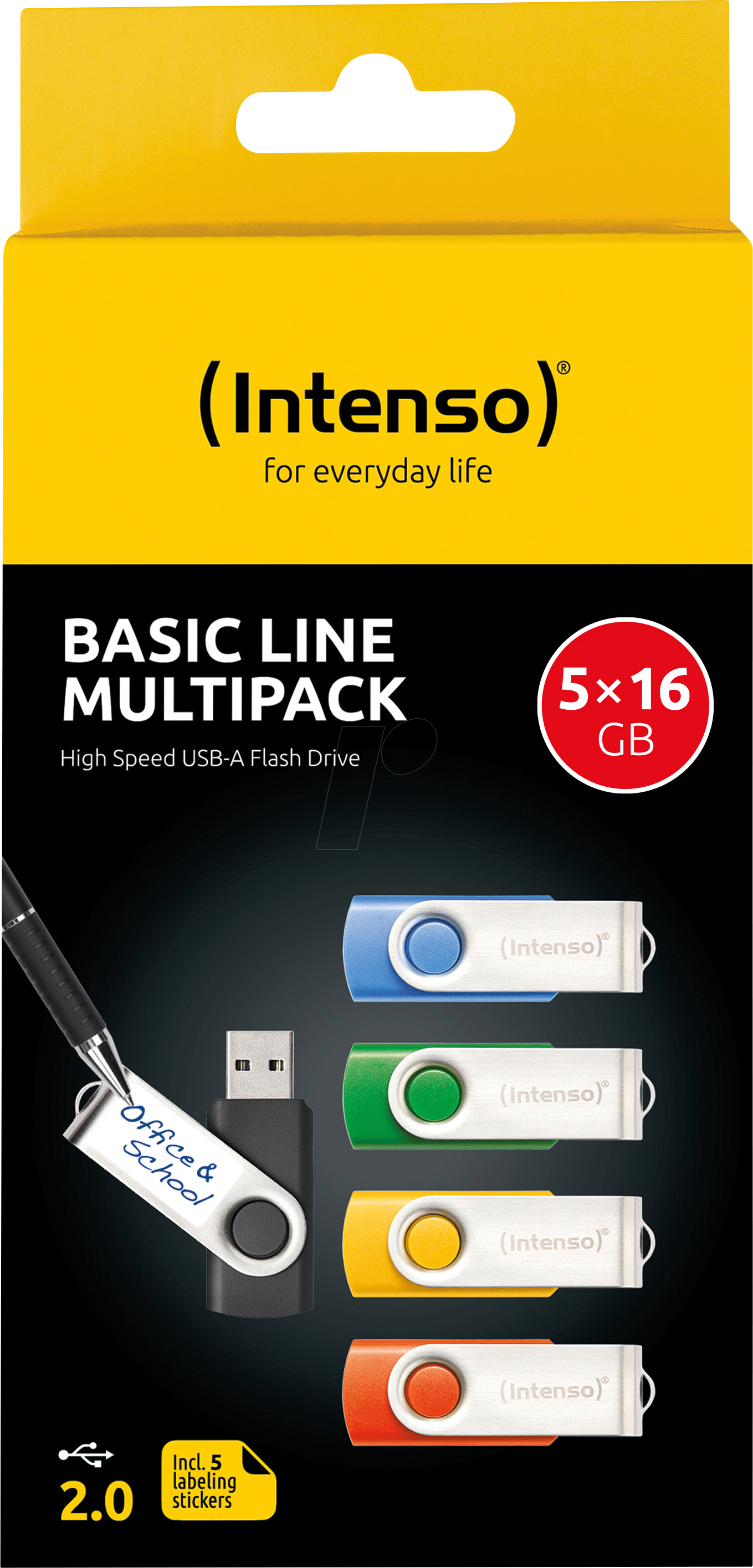 Thumbnail - INTENSO 3503575 - USB-Stick, USB 2.0, 16 GB, Basic Line 5er Pack