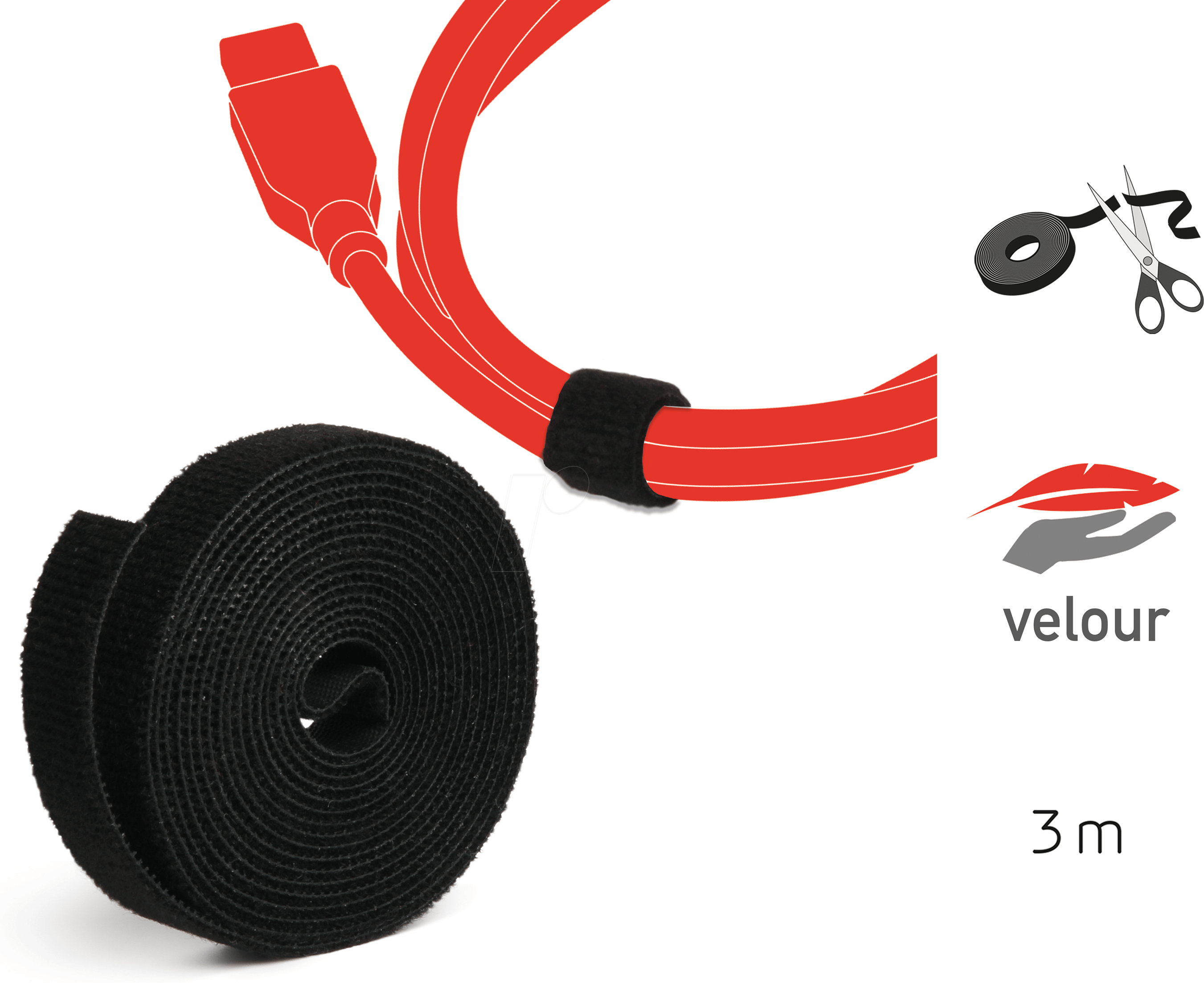 LTC 1210 PRO - Klettbandrolle Dual, 25m, schwarz