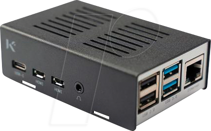 KKSB CASE 60627 - Gehäuse für Raspberry Pi 4, Alu/Stahl, silber/schwarz