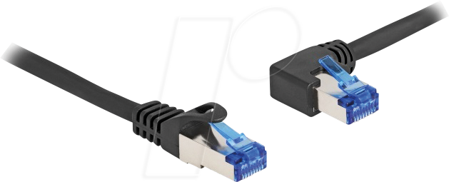 DELOCK 80220 - Patchkabel, Cat.6a, S/FTP, gerade / links gewinkelt, 3 m, schwar