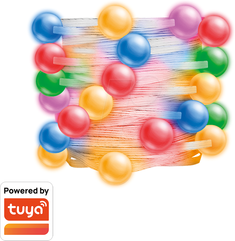 LOGILINK SH0131 - Wi-Fi Smart RGB-Lichterkette, 3 m, Fernbedienung, Tuya kompatibe