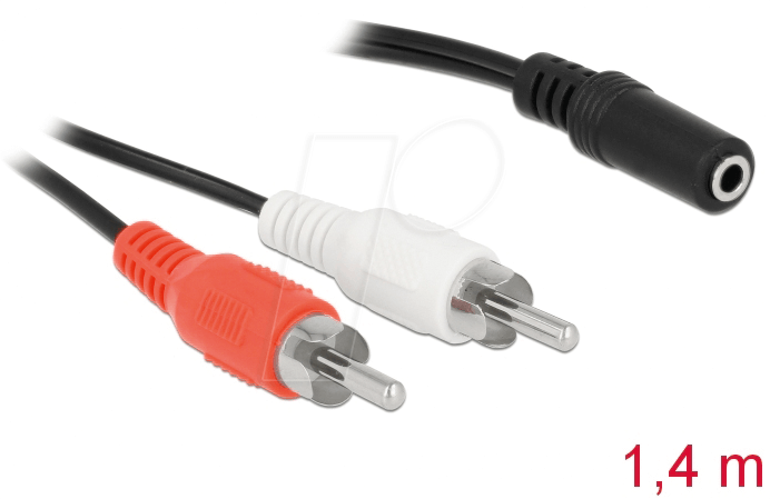 DELOCK 85808 - Kabel Cinch 2x Stecker >1 x Klinkenbuchse 3 Pin 3,5 mm 1,4m