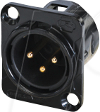REAN RC3MDL-B - XLR Einbaustecker 3-polig Lötkontakte, schwarz