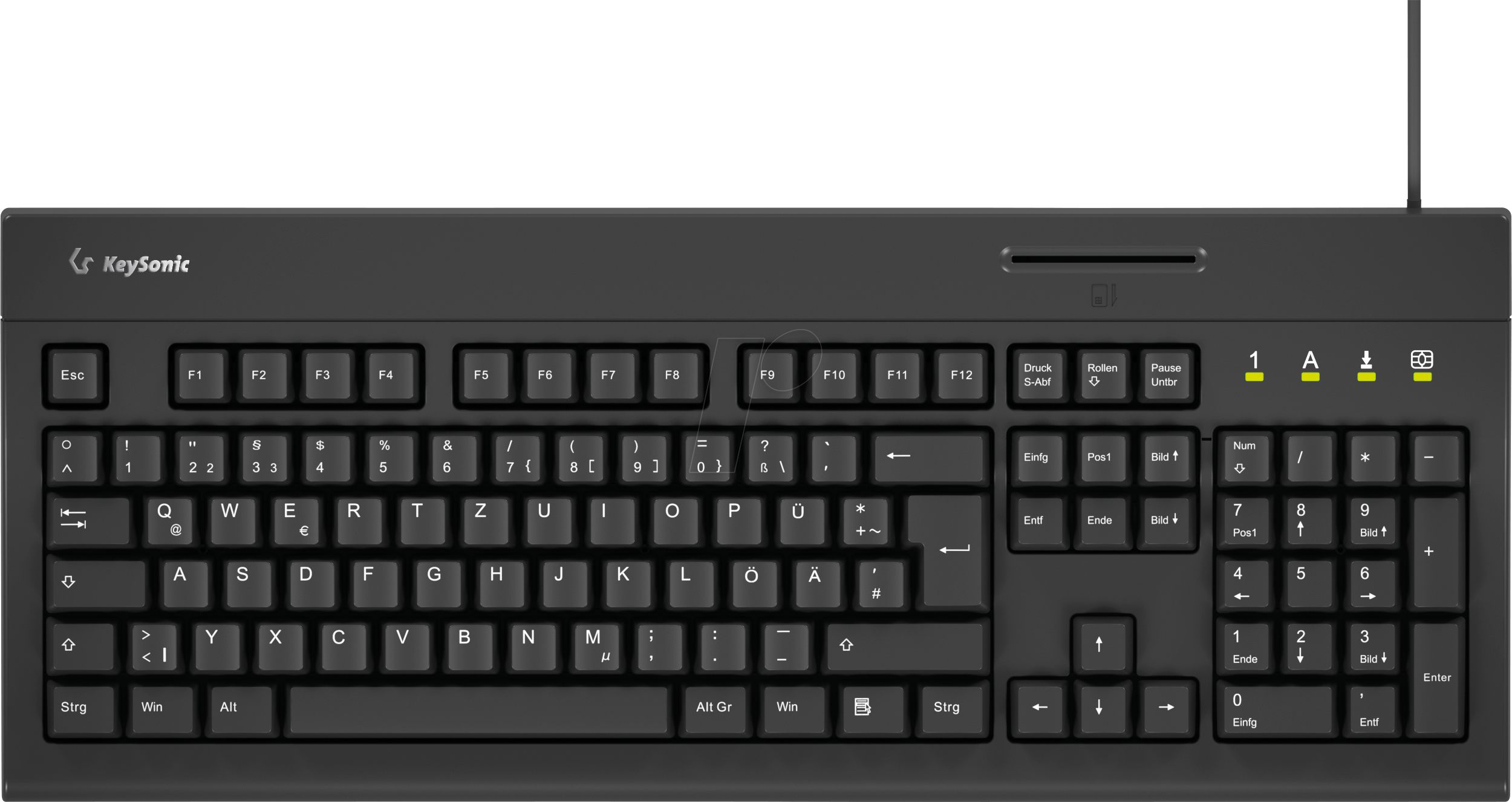 KEYSONIC 61082 - Tastatur, USB, mit Smartcard-Leser, schwarz