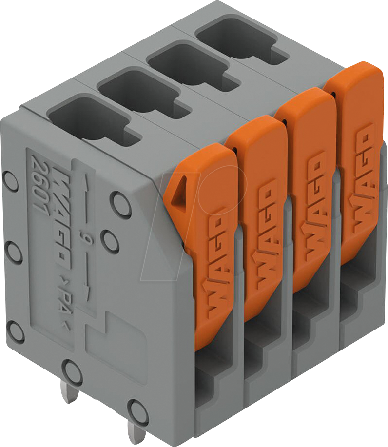 WAGO 2601-3104 - Leiterplattenklemme mit Hebel, 1,5 mm², RM 3,5 mm, 4-polig