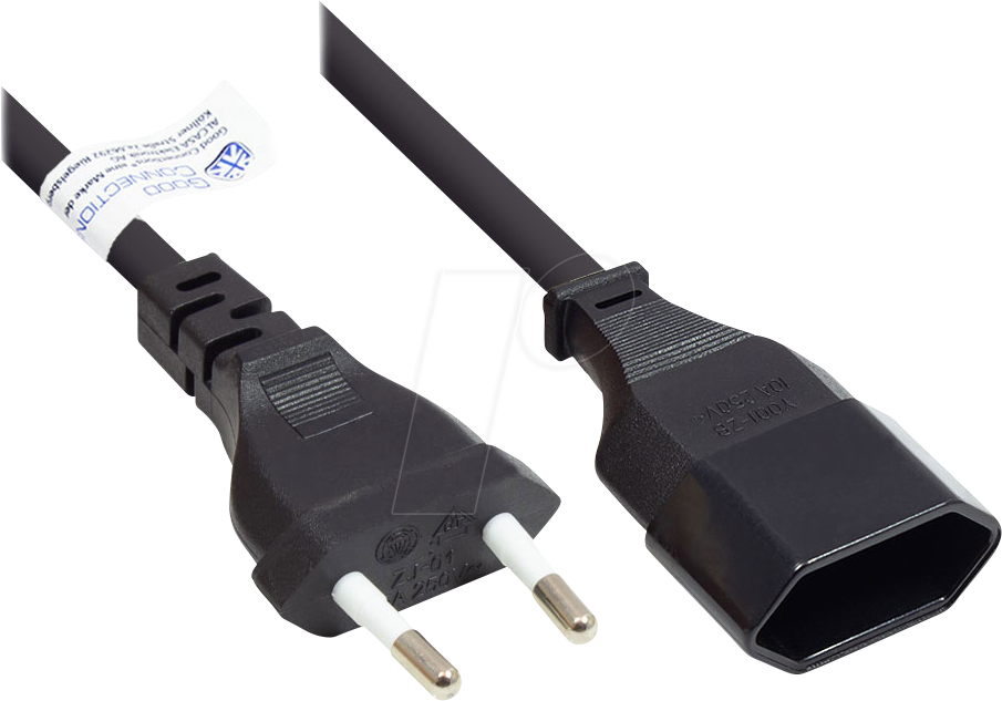 GC P0300-S050 - Verlängerung Euro-Stecker Typ C, schwarz, 0,75 mm², 5 m
