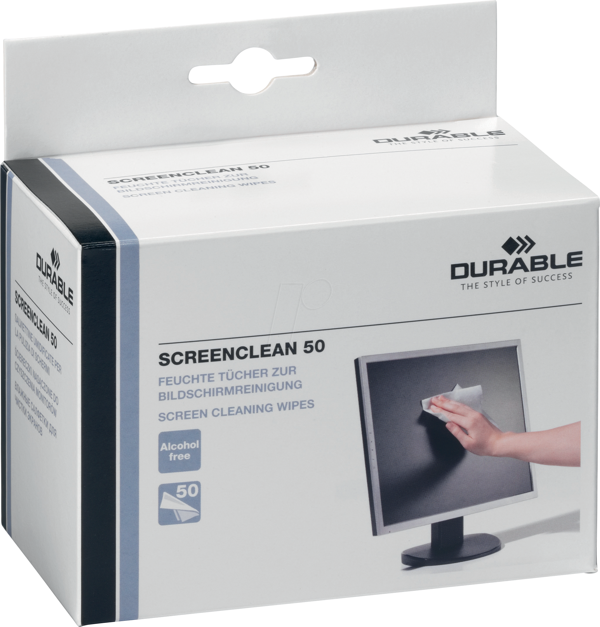 DURABLE 578702 - Reinigungstücher, einzeln verpackt, für Bildschirme, 50 Stück