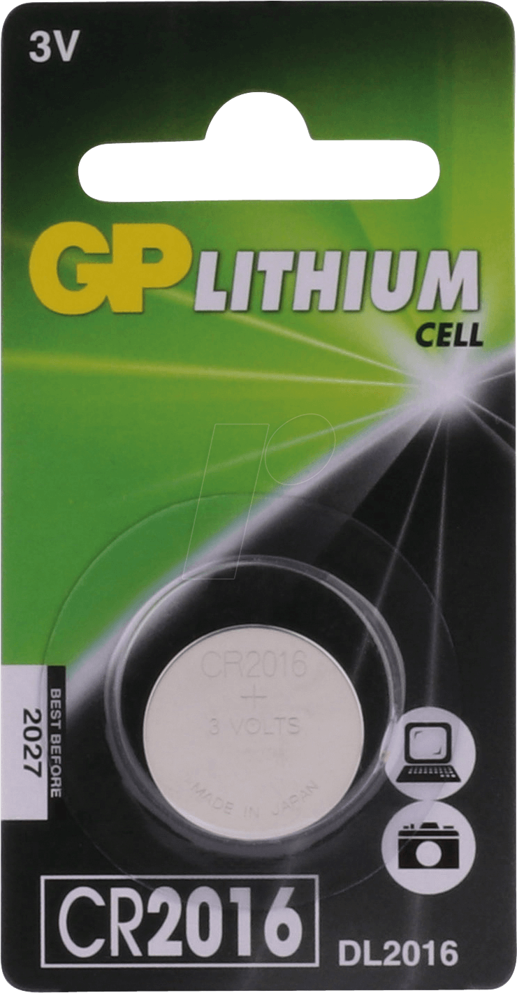 CR 2016 GP - Lithium-Knopfzelle, 3 V, 90 mAh, 20,0x1,6 mm