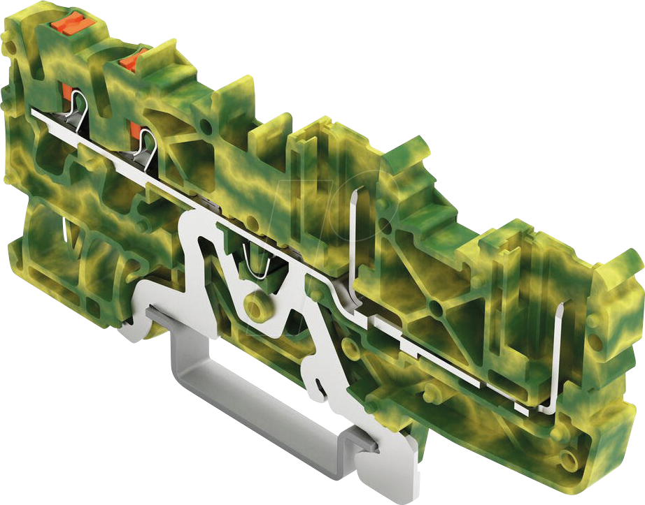 WAGO 2222-1407 - 2-Leiter/2-Pin-Basisklemme, mit Drücker, 2,5 mm², grün-gelb