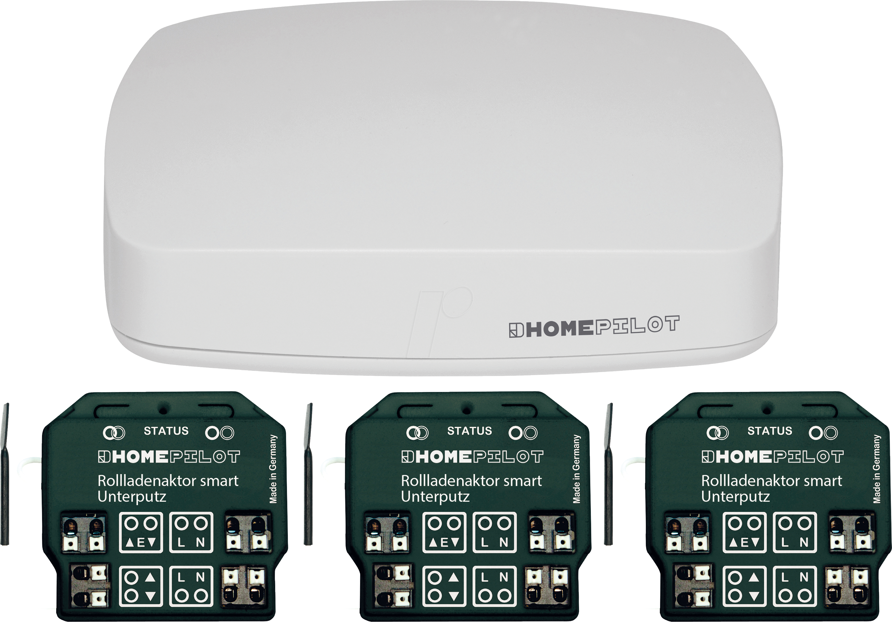 HOMEPI START - Starter Set Gateway premium + Rollladenaktor smart Unterputz 3er