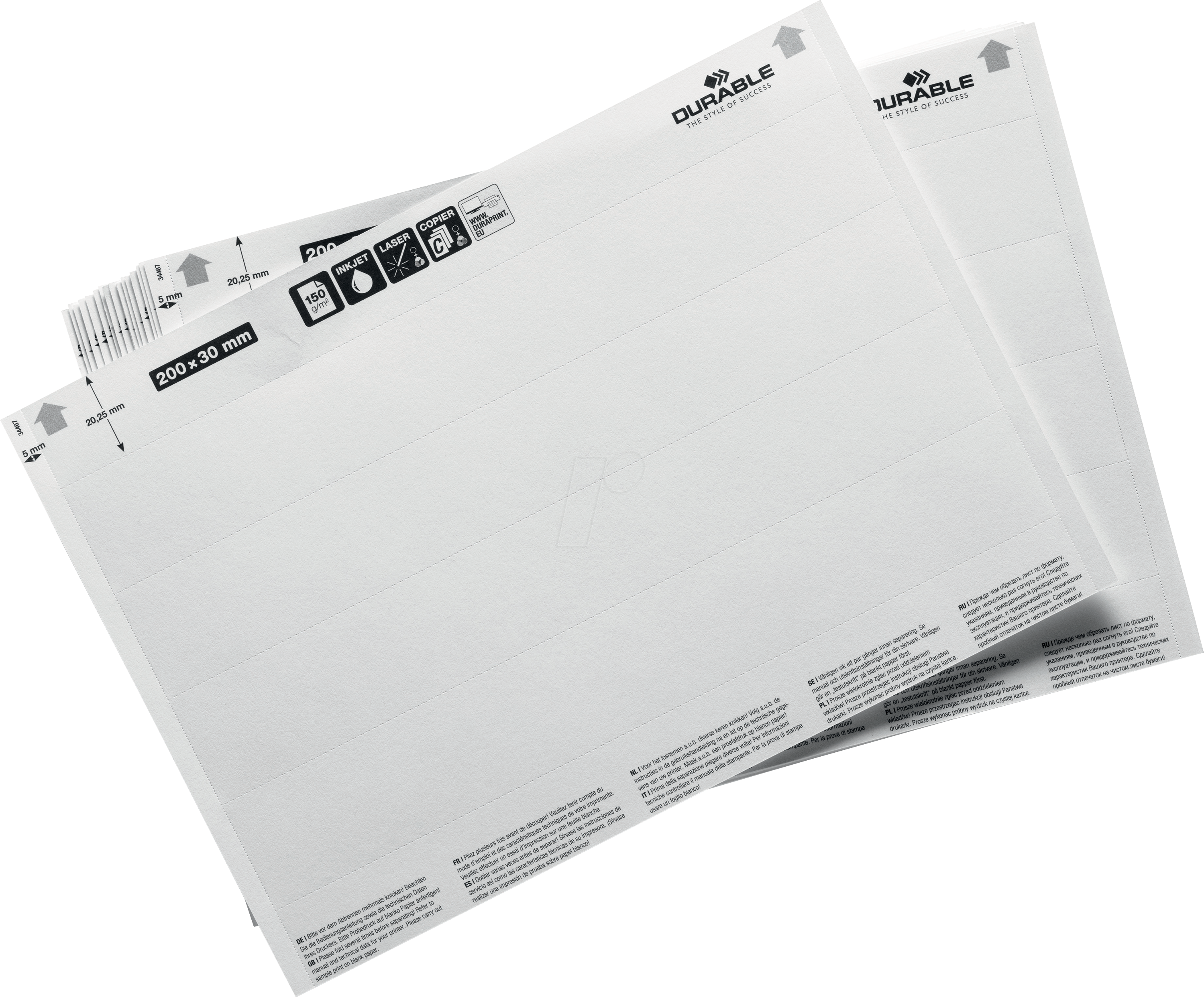 DURABLE 804102 - Einsteckschilder, 200 x 27 mm, 80 Schilder