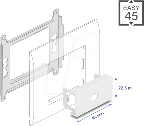 DELOCK 81432 - Easy 45 Modulblende Loch M8, 45 x 22,5 mm