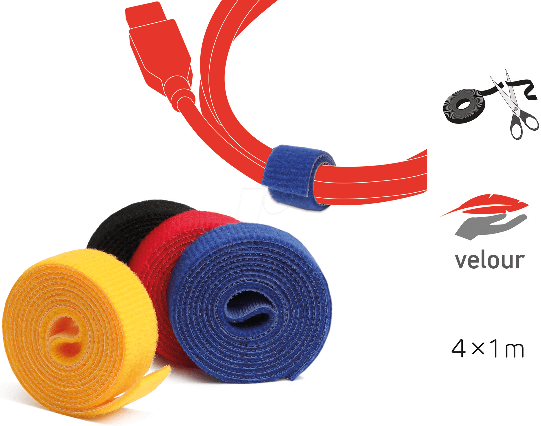 LTC 1230 - Klettbandrollen Dual, 4 x 1m, bunt