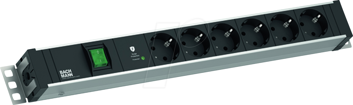 BACH 800.3937 - Steckdosenleiste, 19'', 1,5HE, 6-fach