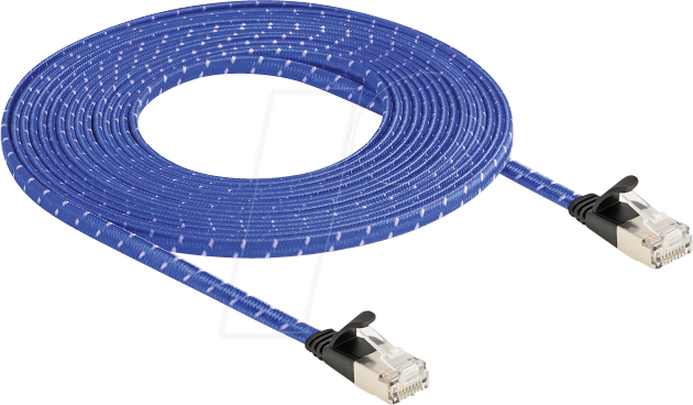 DELOCK 80386 - RJ45 Flachband Netzwerkkabel Cat.6A U/FTP 5 m blau