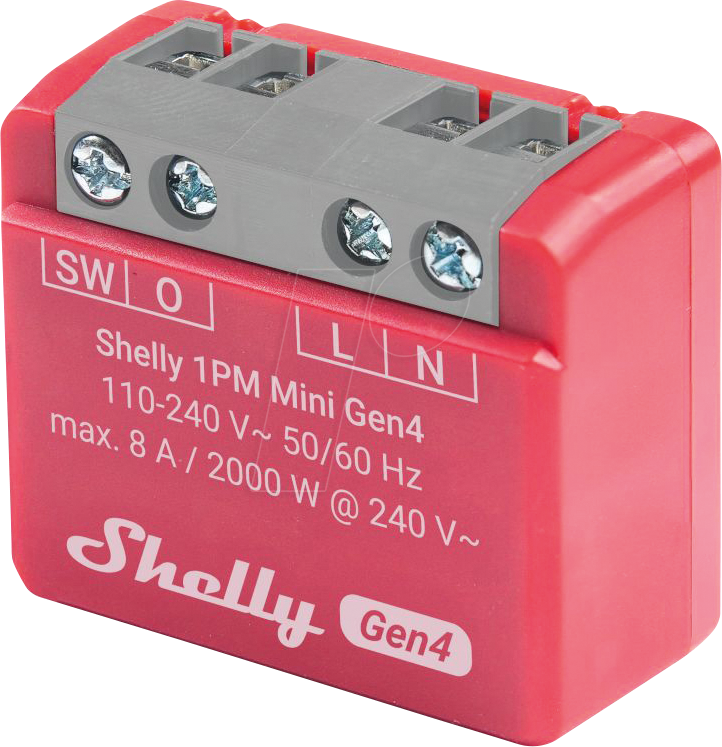 SHELLY 1PMMINIG4 - Shelly 1PM Mini Gen4, 1-Kanal, BT Matter Zigbee WLAN, max. 8 A
