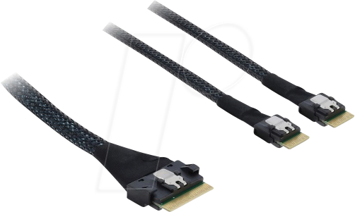 DELOCK 82189 - Slim SAS SFF-8654 8i zu 2 x Slim SAS SFF-8654 4i, PCIe 4.0, 0,5