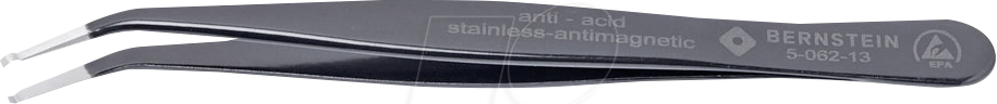 Thumbnail - BERN 5 062 13 - SMD-Pinzette, 35° gebogen, mit Greifmulde, 115 mm, ESD