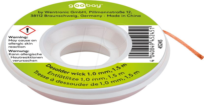 GB 45245 - Entlötlitze, Kupfer, 1 mm x 1,5 m