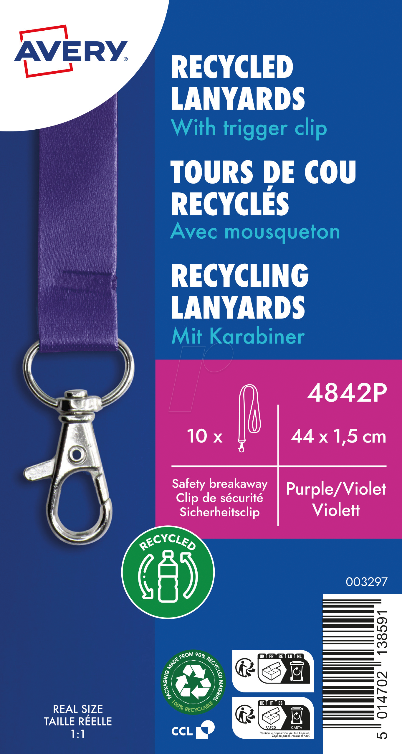 AVZ 4842P - Lanyard, 440x15 mm, lila, 10 Stück