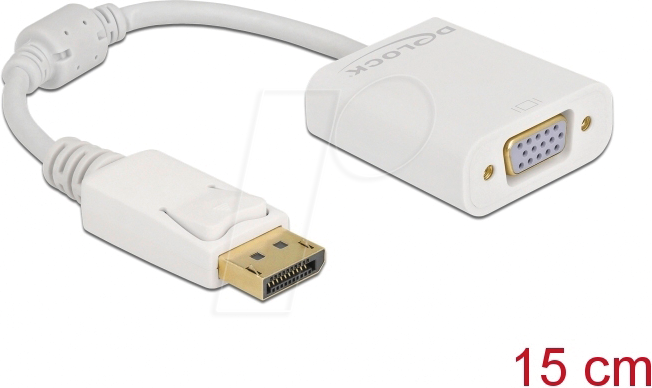 DELOCK 61007 - Adapter DisplayPort 1.2 Stecker zu VGA Buchse Passiv weiß